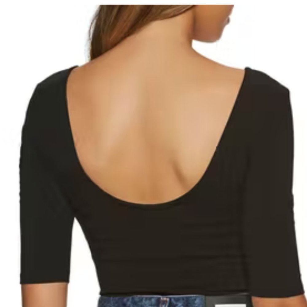People Tree bodysuit, fair trade cotton, size small, black